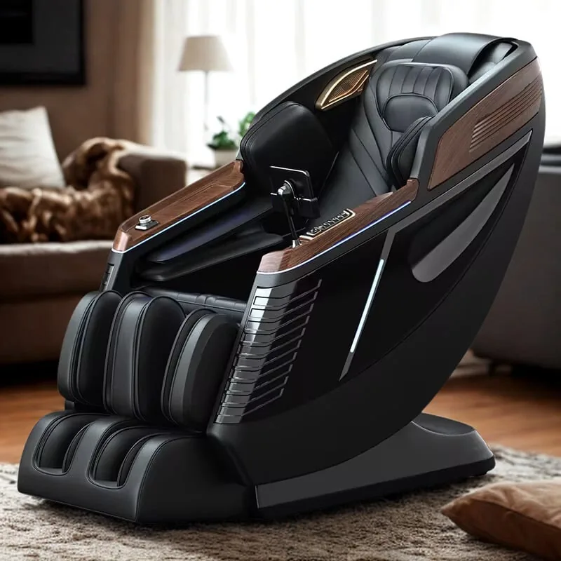 iRELAX Flow Massagesessel in Black – Detailaufnahme im Wohnraum
