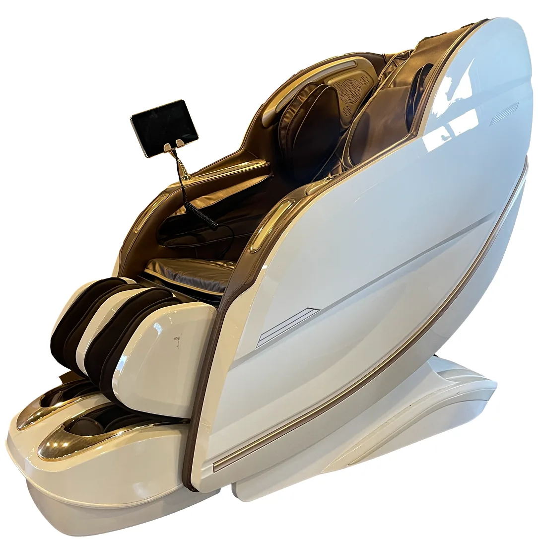 iRELAX Signature Massagesessel in White & Brown – Seitenansicht