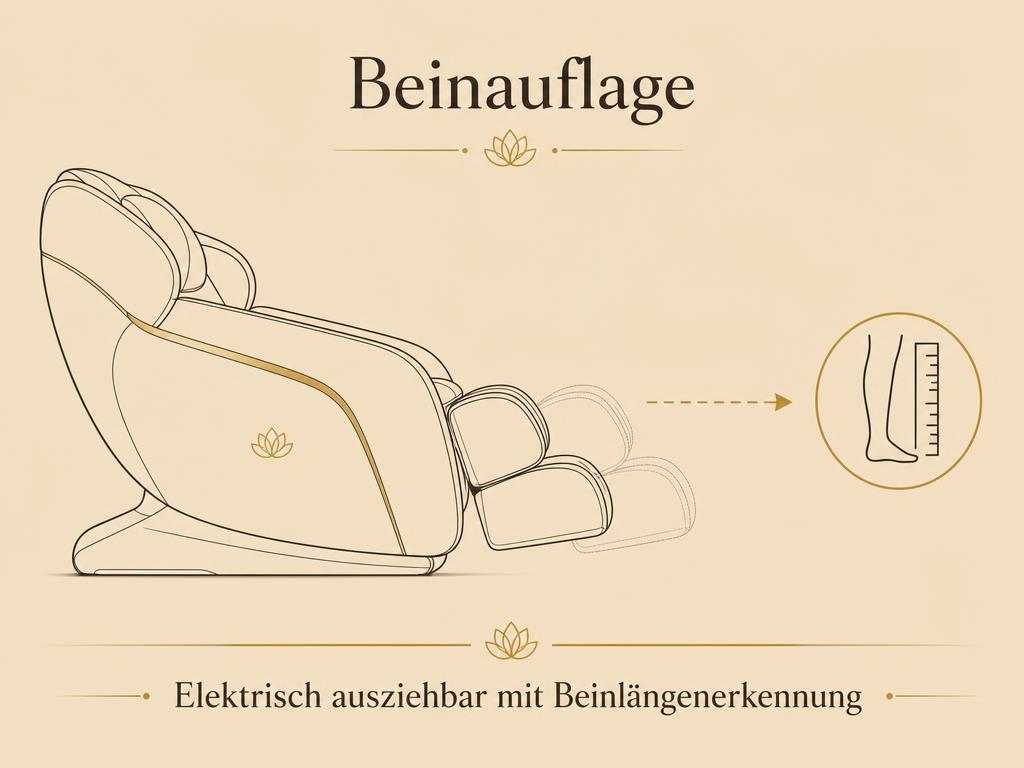 Grafik: Elektrisch ausziehbare Beinauflage mit Beinlängenerkennung
