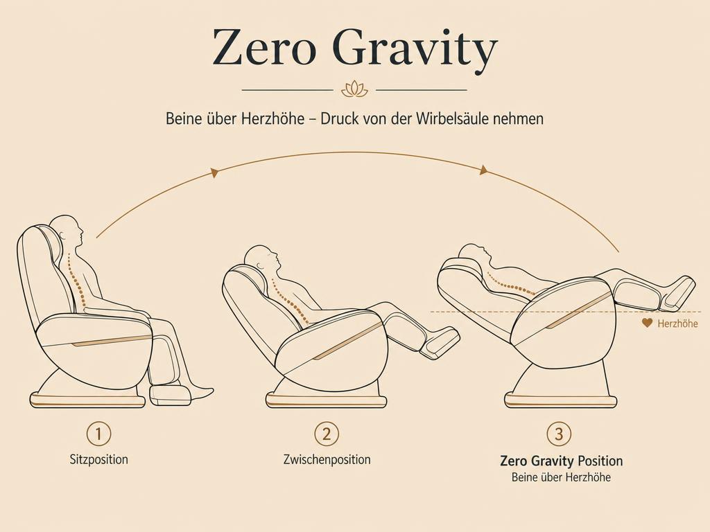 Grafik: Zero-Gravity-Position eines Massagesessels